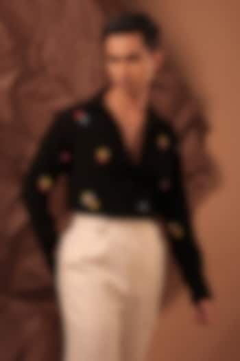 Black Imported Polyester Blend Party Wear Shirt by Rohit Doshi at Pernia's Pop Up Shop