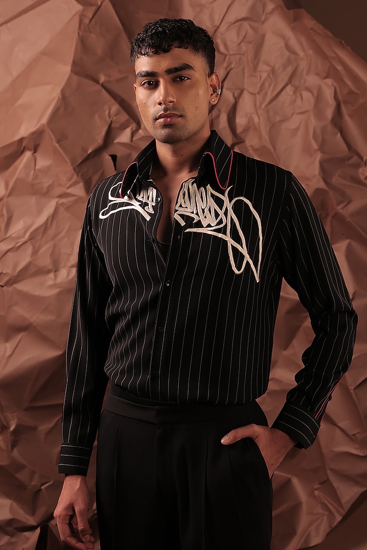 Dark Blue Imported Polyester Blend Party Wear Shirt by Rohit Doshi at Pernia's Pop Up Shop