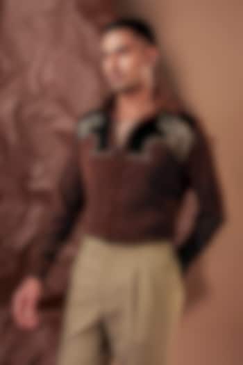 Brown Imported Polyester Blend Party Wear Shirt by Rohit Doshi at Pernia's Pop Up Shop