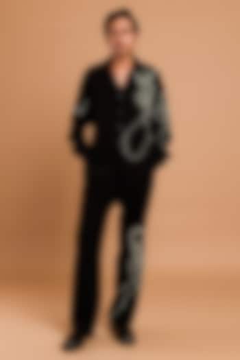 Black Lachka Fabric Handwork Co-Ord Set by Rohit Doshi at Pernia's Pop Up Shop