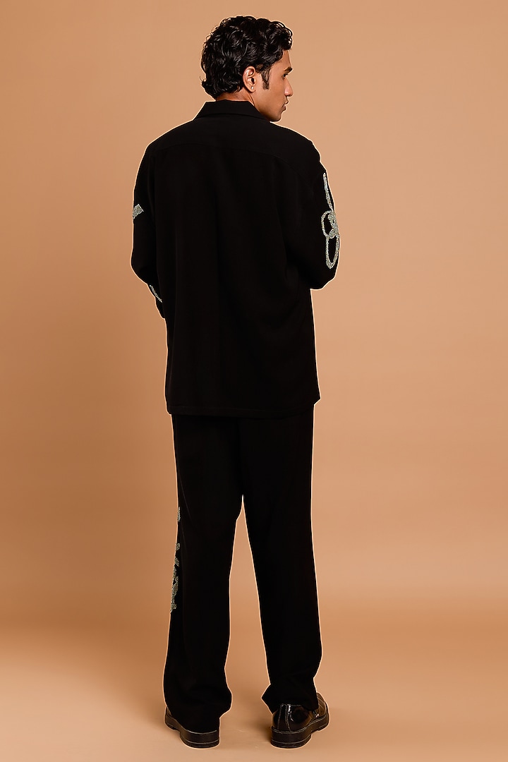 Black Lachka Fabric Handwork Co-Ord Set by Rohit Doshi at Pernia's Pop Up Shop