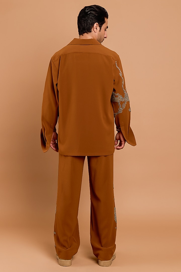 Black Poly Crepe Handwork Co-Ord Set by Rohit Doshi at Pernia's Pop Up Shop