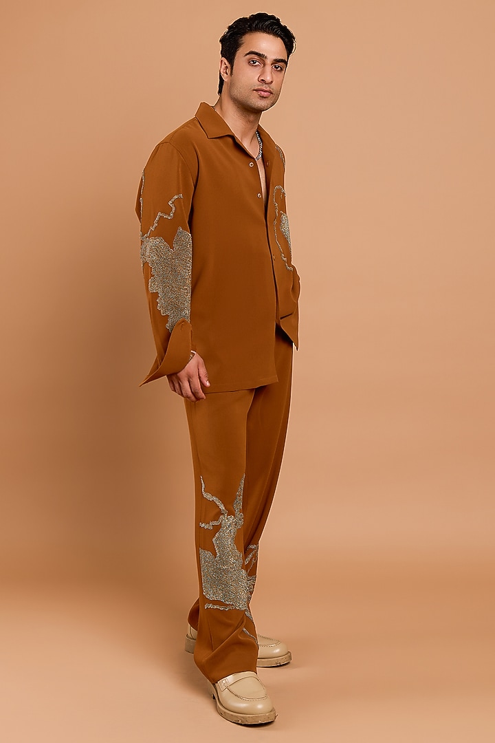 Black Poly Crepe Handwork Co-Ord Set by Rohit Doshi at Pernia's Pop Up Shop