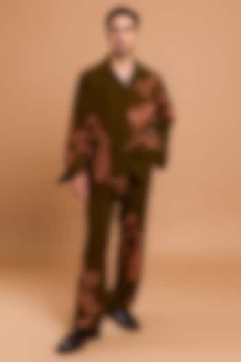 Olive Poly Crepe Handwork Co-Ord Set by Rohit Doshi at Pernia's Pop Up Shop