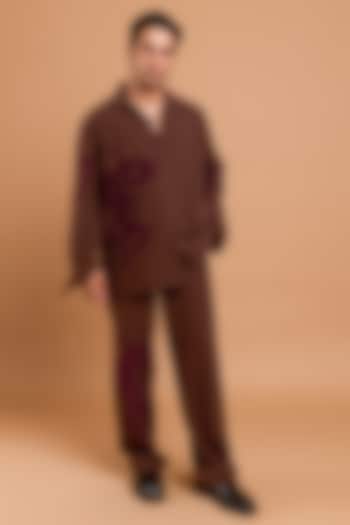 Light Brown Poly Crepe Handwork Co-Ord Set by Rohit Doshi at Pernia's Pop Up Shop