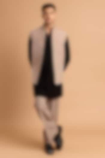 Grey Green Cotton Matka Bundi Jacket by Rohit Doshi at Pernia's Pop Up Shop