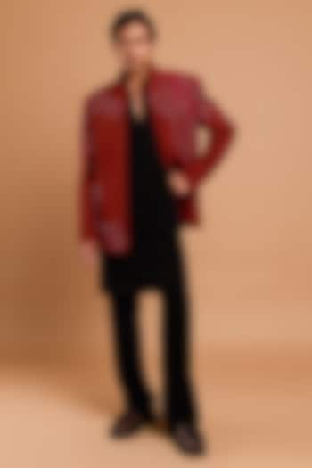 Dark Rust Poly Crepe Jodhpuri by Rohit Doshi at Pernia's Pop Up Shop