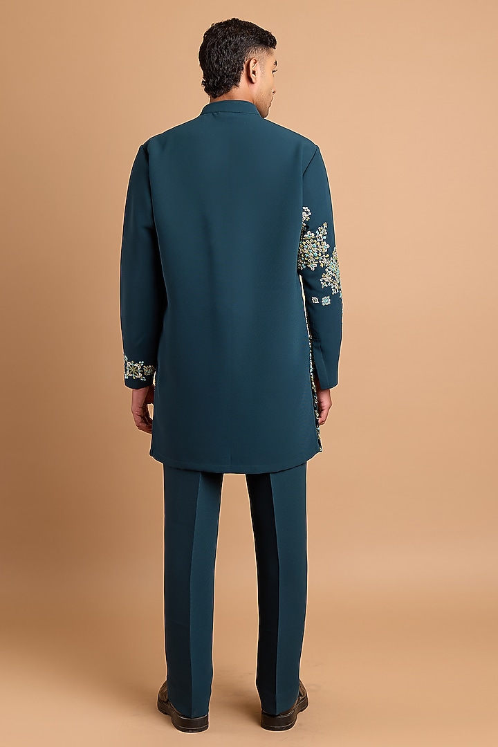 Emerald Green Crepe Handwork Kurta by Rohit Doshi at Pernia's Pop Up Shop