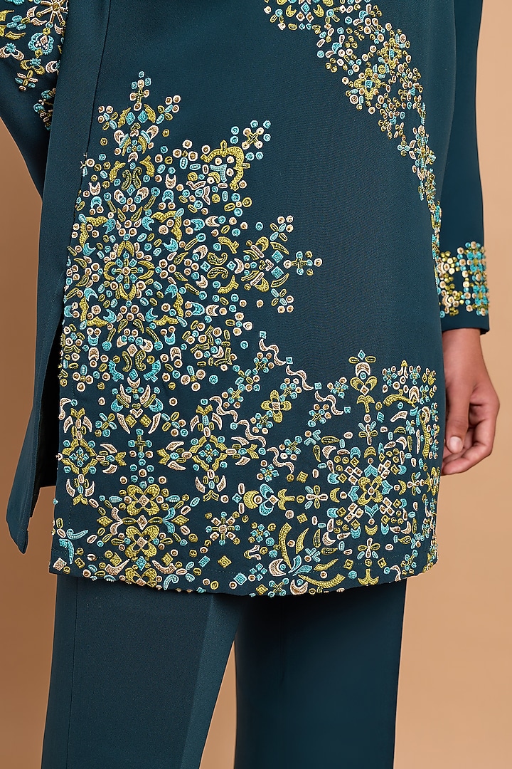 Emerald Green Crepe Handwork Kurta by Rohit Doshi at Pernia's Pop Up Shop