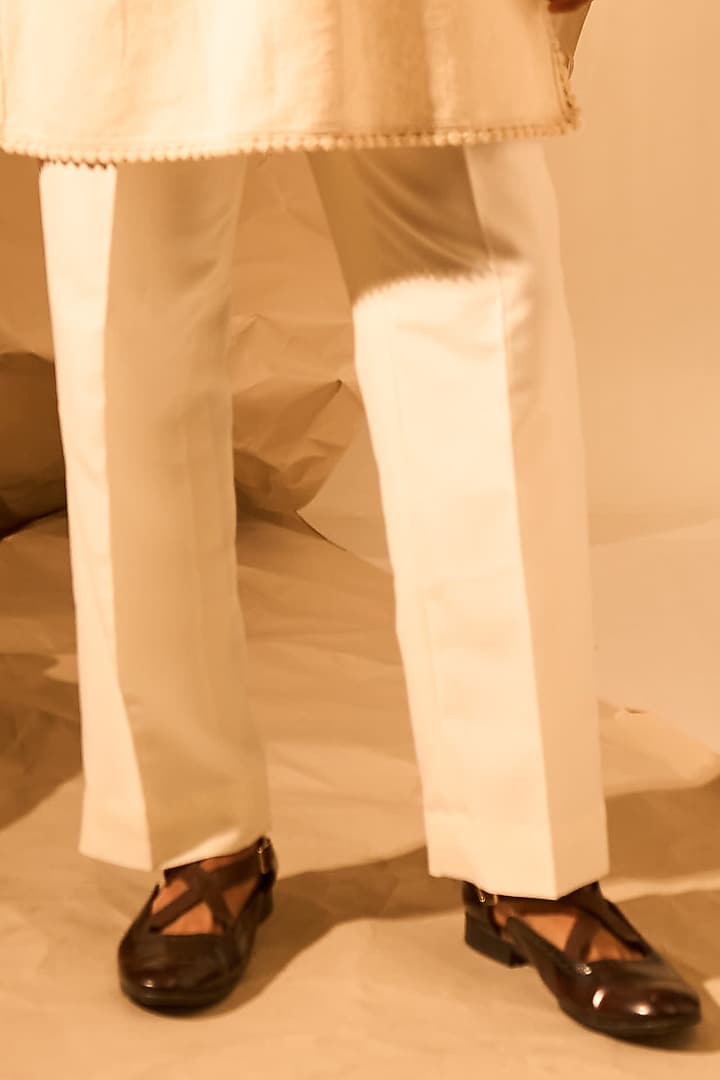 Cream Kolkata Handloom Matka Weaved Handwork Kurta by Rohit Doshi at Pernia's Pop Up Shop