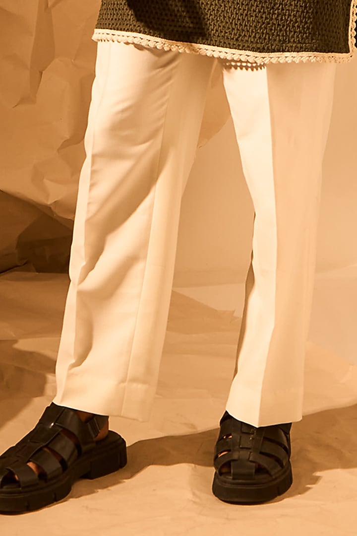 Olive Green Textured Fabric Handwork Kurta by Rohit Doshi at Pernia's Pop Up Shop