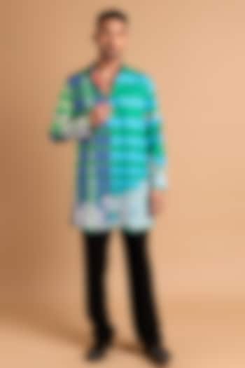 Multi-Colored Cotton Crepe Rayon Printed Kurta by Rohit Doshi at Pernia's Pop Up Shop