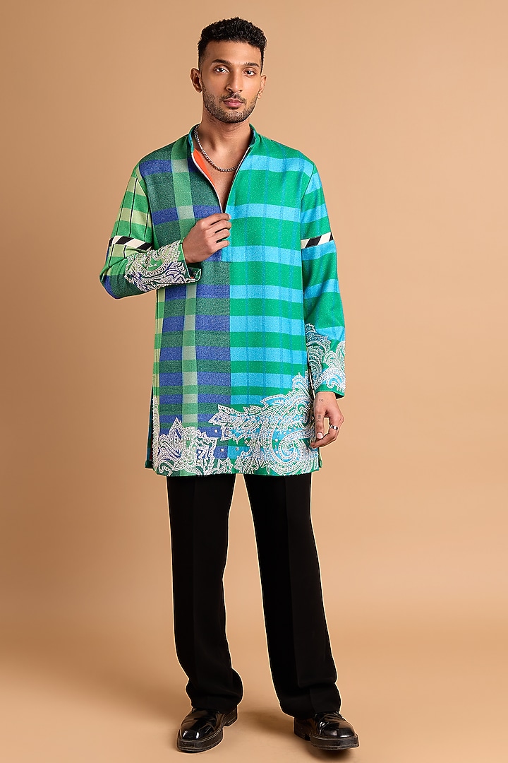 Multi-Colored Cotton Crepe Rayon Printed Kurta by Rohit Doshi at Pernia's Pop Up Shop