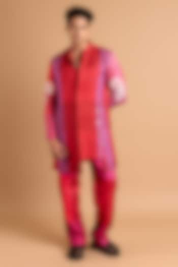 Red Cotton Crepe Rayon Printed Kurta by Rohit Doshi at Pernia's Pop Up Shop