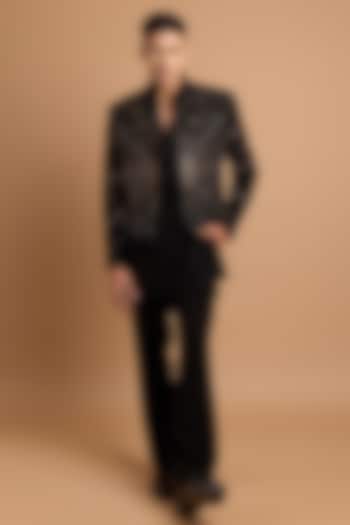 Black Lachka & Armani fabric Kurta by Rohit Doshi at Pernia's Pop Up Shop