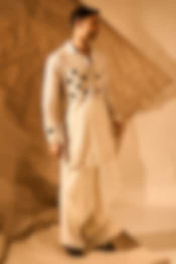 Off-White Poly Crepe Salwar Pants by Rohit Doshi at Pernia's Pop Up Shop