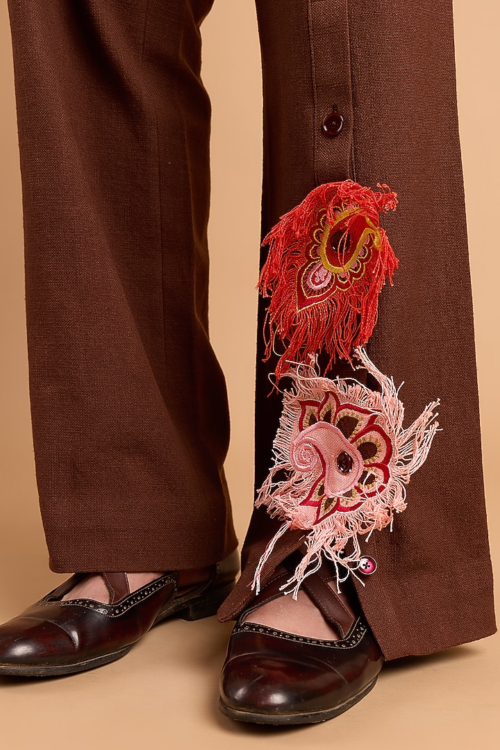 Brown Cotton Matka Pants by Rohit Doshi at Pernia's Pop Up Shop
