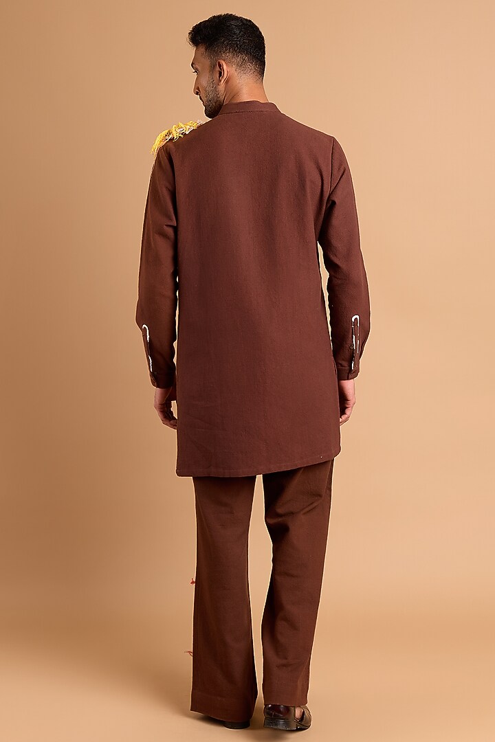 Brown Cotton Matka Pants by Rohit Doshi at Pernia's Pop Up Shop