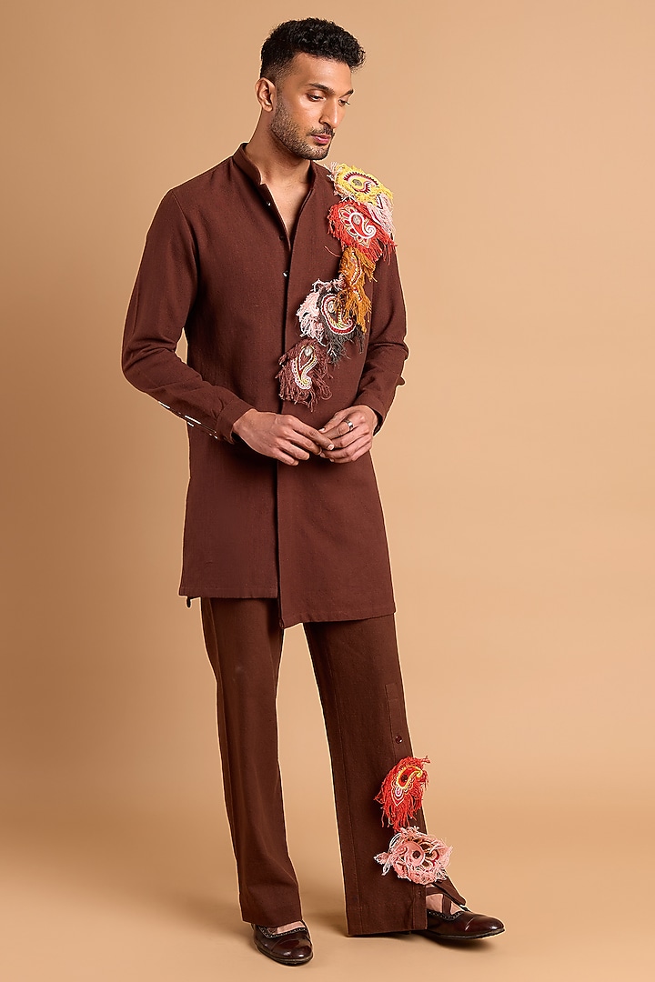 Brown Cotton Matka Pants by Rohit Doshi at Pernia's Pop Up Shop