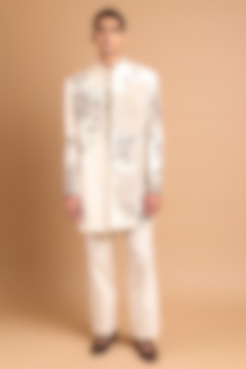 Off-White Cotton Crepe Rayon Pants by Rohit Doshi at Pernia's Pop Up Shop