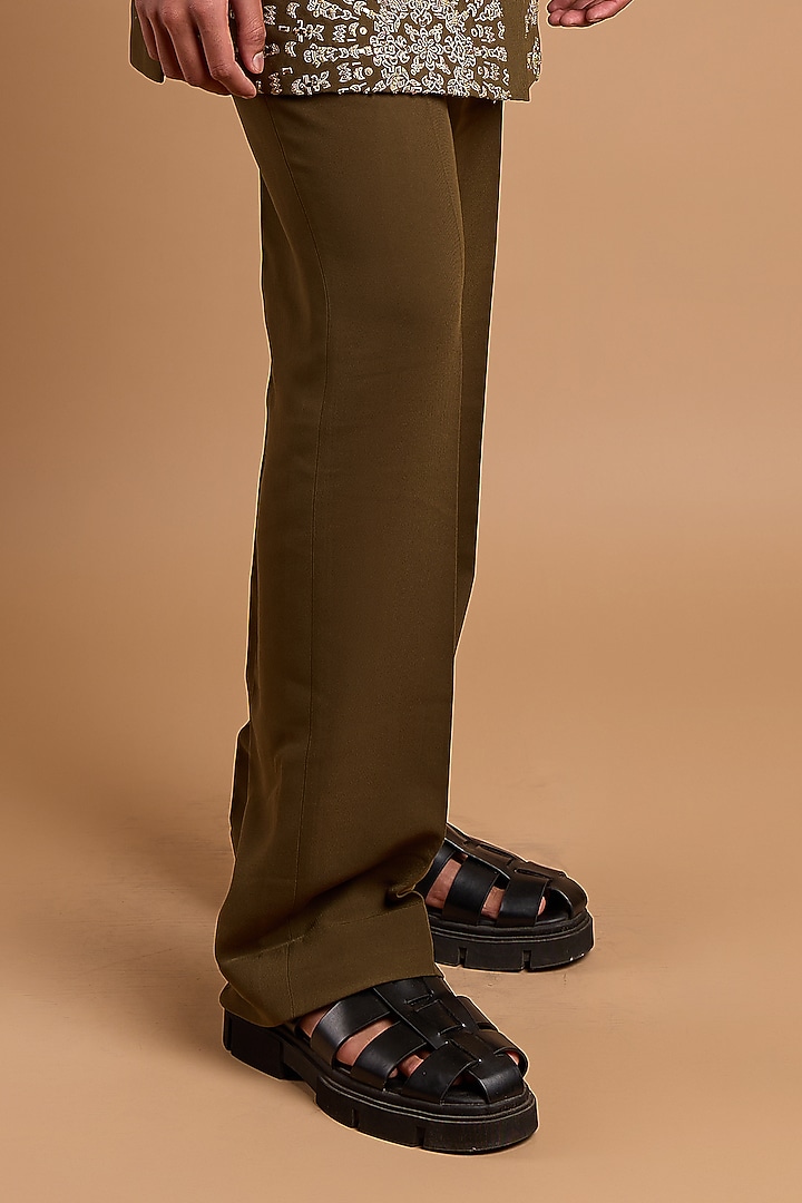 Olive Crepe Pants by Rohit Doshi at Pernia's Pop Up Shop 2025