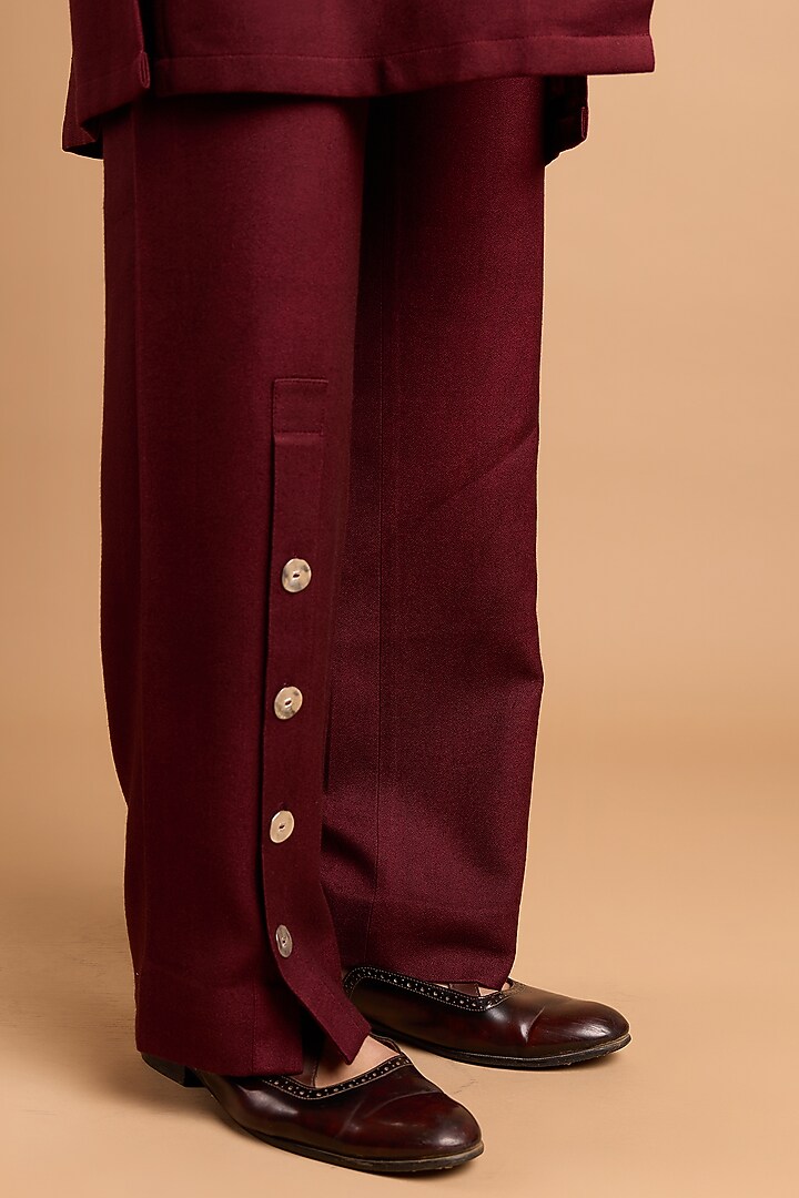 Maroon Cotton Matka Pants by Rohit Doshi at Pernia's Pop Up Shop