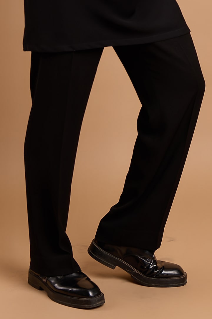 Black Velvet Handwork Cropped Jodhpuri Set by Rohit Doshi at Pernia's Pop Up Shop