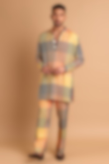 Multi-Colored Cotton Crepe Rayon Printed Kurta Set by Rohit Doshi at Pernia's Pop Up Shop