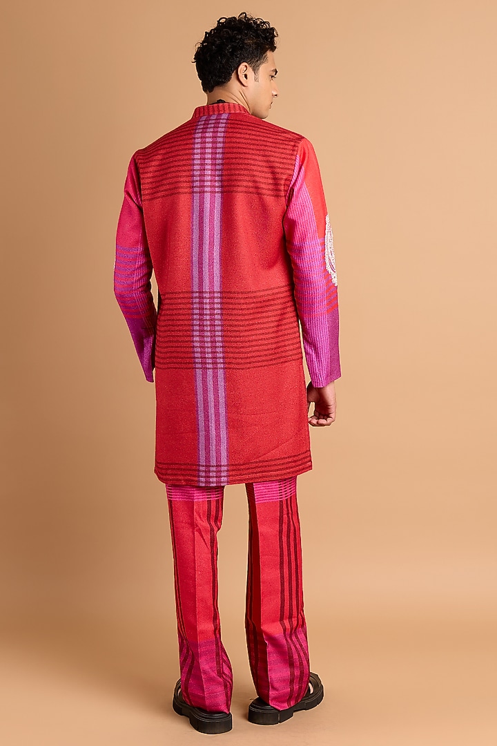 Red Cotton Crepe Rayon Printed Kurta Set by Rohit Doshi at Pernia's Pop Up Shop