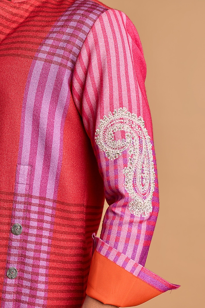 Red Cotton Crepe Rayon Printed Kurta Set by Rohit Doshi at Pernia's Pop Up Shop