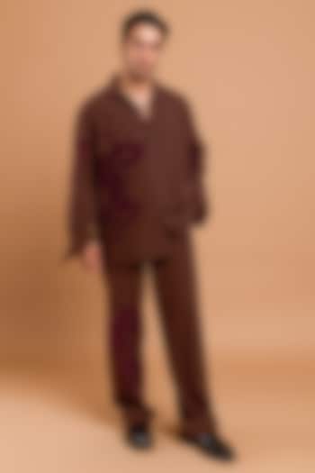 Light Brown Poly Crepe Handwork Party Wear Shirt by Rohit Doshi at Pernia's Pop Up Shop