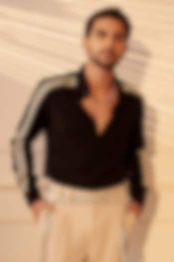 Black Lachka Fabric Party Wear Shirt by Rohit Doshi at Pernia's Pop Up Shop