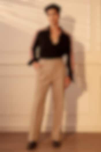 Black Lachka Fabric Party Wear Shirt by Rohit Doshi at Pernia's Pop Up Shop