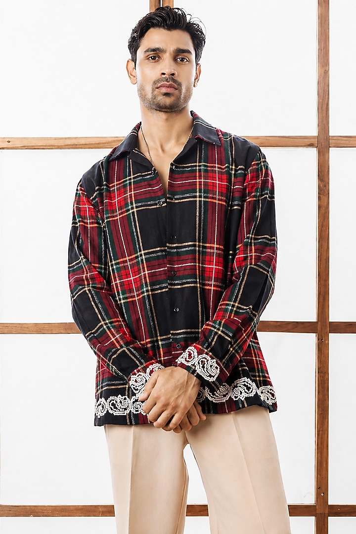 Navy Cotton Party Wear Shirting Fabric Party Wear Shirt by Rohit Doshi at Pernia's Pop Up Shop