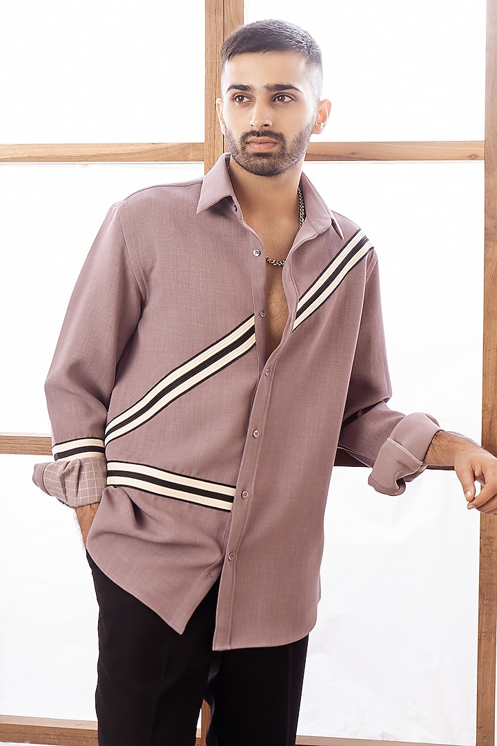 Mauve Polyester Twill Party Wear Shirt by Rohit Doshi at Pernia's Pop Up Shop