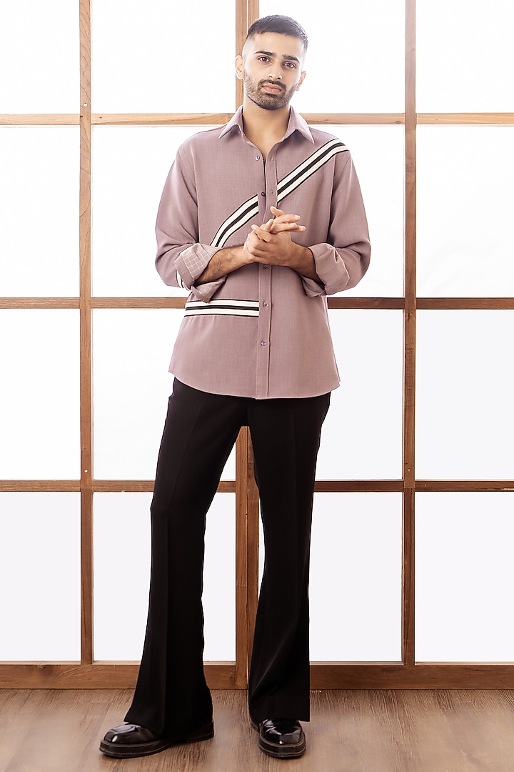 Mauve Polyester Twill Party Wear Shirt by Rohit Doshi at Pernia's Pop Up Shop