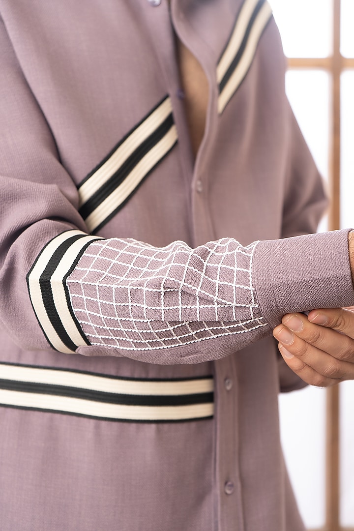 Mauve Polyester Twill Party Wear Shirt by Rohit Doshi at Pernia's Pop Up Shop