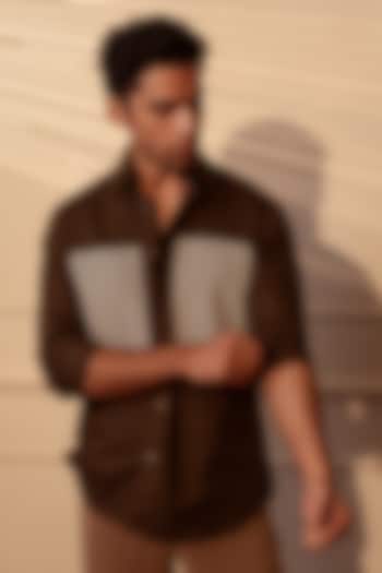 Olive Suiting Party Wear Shirt by Rohit Doshi at Pernia's Pop Up Shop