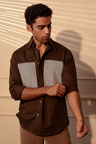 Olive Suiting Shirt by Rohit Doshi