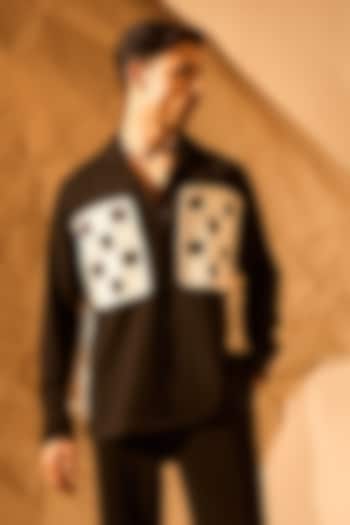 Black Lachka Fabric Hand Work Party Wear Shirt by Rohit Doshi at Pernia's Pop Up Shop