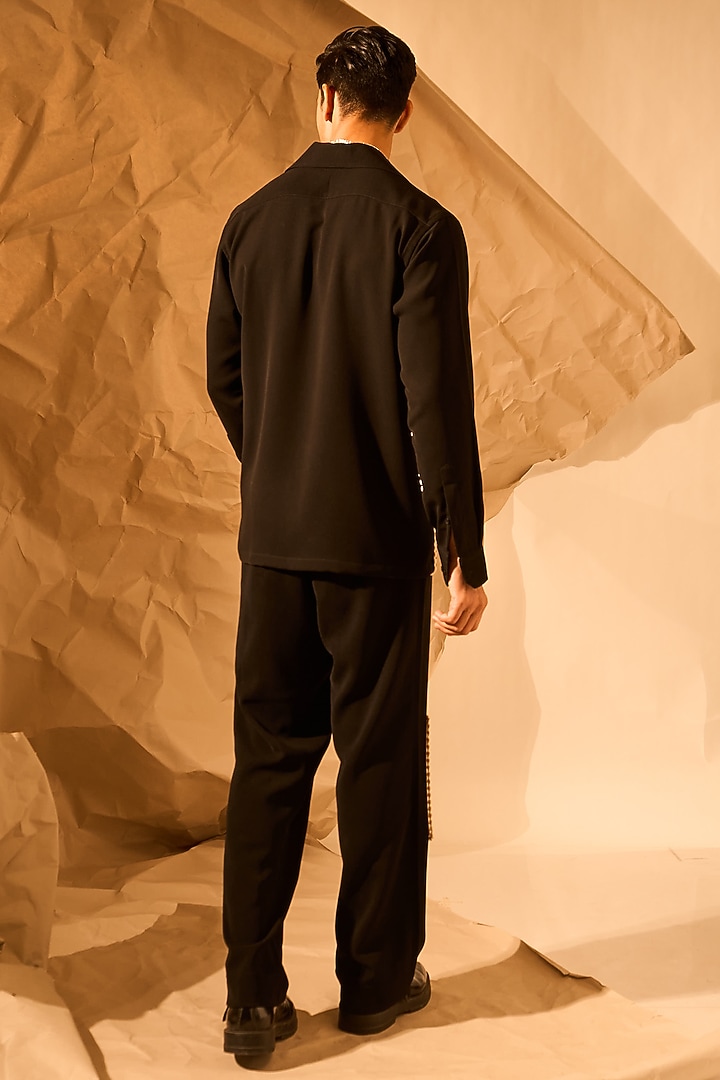 Black Lachka Fabric Hand Work Party Wear Shirt by Rohit Doshi at Pernia's Pop Up Shop