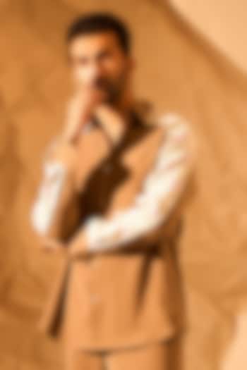 Beige Lachka & Armani Fabric Hand Work Party Wear Shirt by Rohit Doshi at Pernia's Pop Up Shop