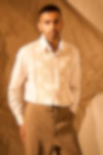 White Thick Twill Handwork Party Wear Shirt by Rohit Doshi at Pernia's Pop Up Shop