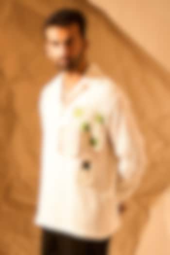 Fur White Textured Fabric Handwork Party Wear Shirt by Rohit Doshi at Pernia's Pop Up Shop