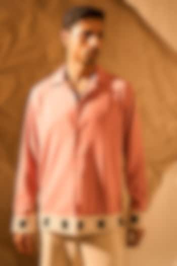 Bubble Gum Pink Lachka & Armani Fabric Handwork Party Wear Shirt by Rohit Doshi at Pernia's Pop Up Shop