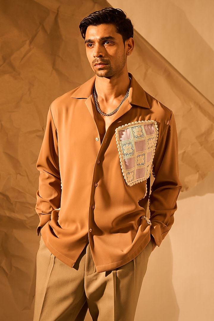 Nude Lachka & Armani Fabric Handwork Party Wear Shirt by Rohit Doshi at Pernia's Pop Up Shop