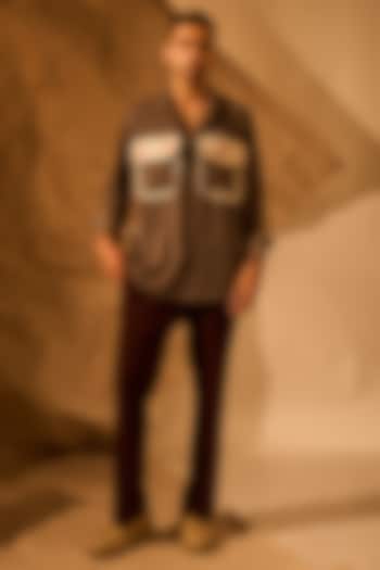 Grey Lachka & Armani Fabric Party Wear Shirt by Rohit Doshi at Pernia's Pop Up Shop