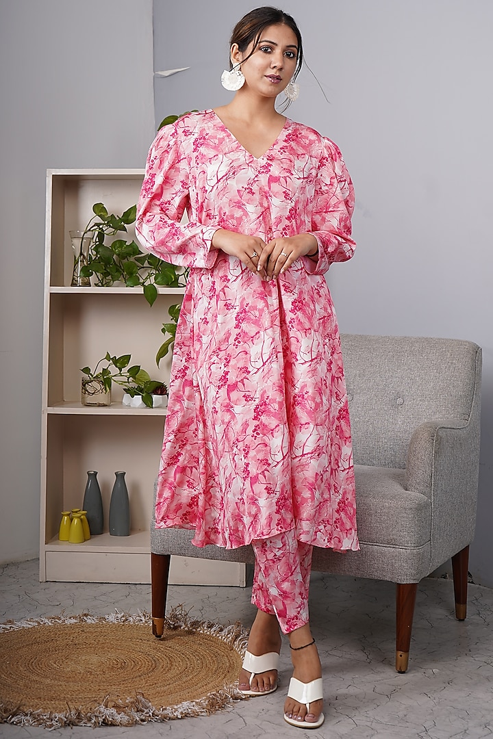 Blush Pink Printed Co-Ord Set by Roohbab