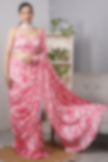 Blush Pink Printed Pre-Stitched Saree by Roohbab