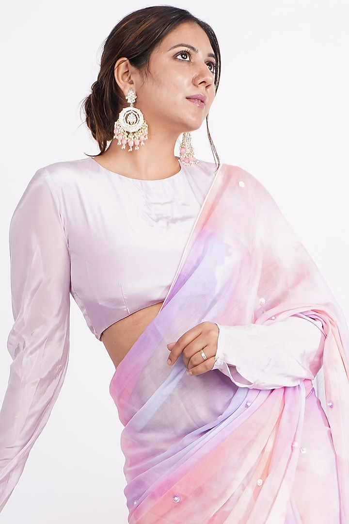 BLUSH PINK OMBRE DYED DRAPED SAREE